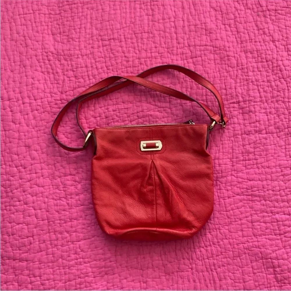 B.Makowsky Red Leather Shoulder Bag